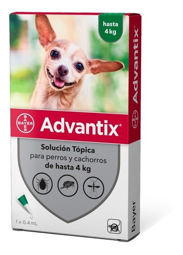 Advantix Perros Y Cachorros Hasta 4 Kg 1 Pipeta 0.4 Ml