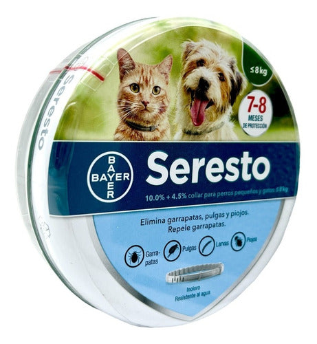 Seresto Collar Antipulgas Para Perros Y Gatos Menores De 8 K - CLIKEA