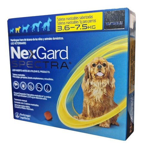 Nexgard Spectra 3 Tabletas Para Perros De 3.6 A 7.5 Kg amarilla