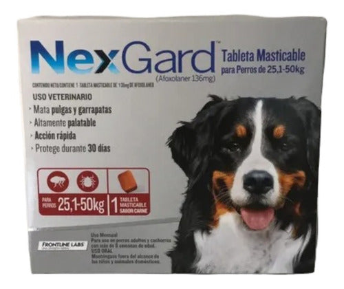 Pastilla Nexgard Antipulgas Para Perros De 25.1 A 50 Kg - CLIKEA