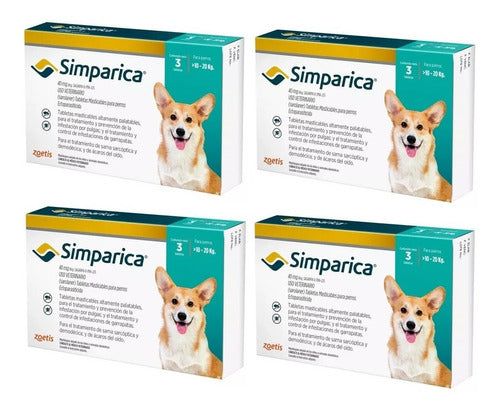 12 Tabletas Simparica Para Perro De 10 A 20 Kg - CLIKEA