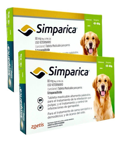 Paquete De 6 Tabletas Antipulgas Perros Simparica 20 A 40 Kg - CLIKEA