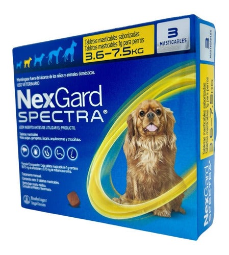 Nexgard Spectra 3 Tabletas Para Perros De 3.6 A 7.5 Kg amarilla