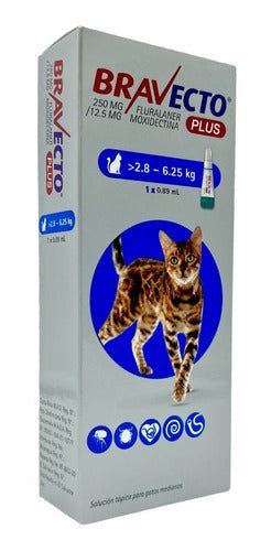 Bravecto Plus Gato Antipulgas 2.8-6.25 Kg Gusano Del Corazon