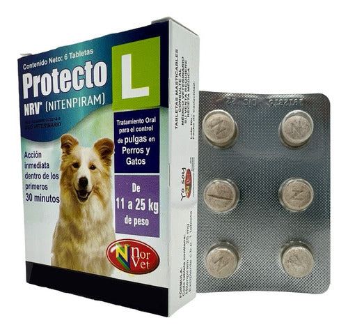 Protecto L Nrv 6 Tabletas Antipulgas Perros Y Gatos Norvet