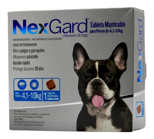 Pastilla Nexgard Antipulgas Para Perros De 4.1 A 10 Kg Gris - CLIKEA