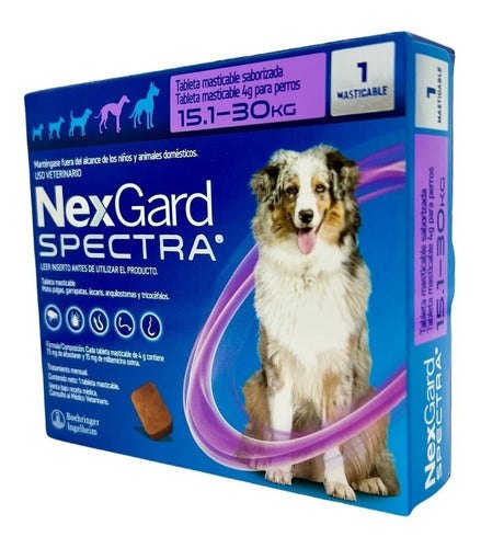 Paquete 10 Pastillas Nexgard Spectra Antipulgas 15.1 A 30 Kg