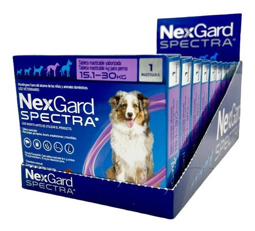 Paquete 10 Pastillas Nexgard Spectra Antipulgas 15.1 A 30 Kg