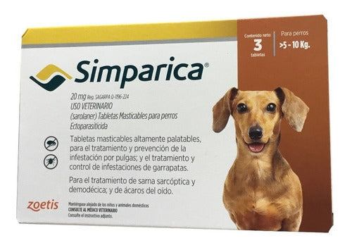 Simparica Antipulgas Y Contra Sarna En Perros De 5 A 10 Kg